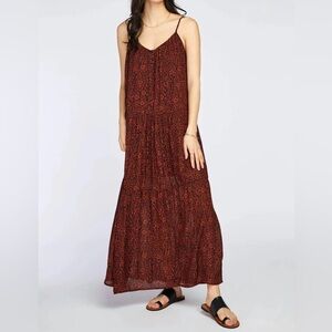 Black and Rust Patterned Maxi Dress
